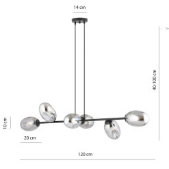 Pandora takpendel 6-lys - Svart/Røykfarget