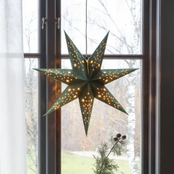 Pappstjerne 60 cm - Grønn fløyel/Gull innside