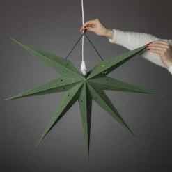 Pappstjerne 60 cm - Grønn fløyel/Gull innside