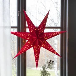 Pappstjerne 78 cm - Rød fløyel/Gull innside