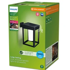 Philips Camill vegglampe 1,4W 3000 Kelvin IP44 solcelledrevet med dag/natt og bevegelse sensor