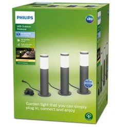 Philips Gardenlink 34,9 cm pullert 2700K 6W IP44 3-pakning - Antrasitt - 12Volt