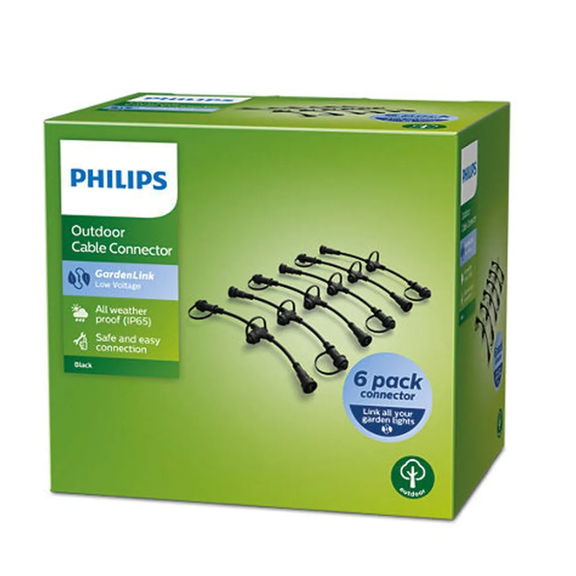 Philips Gardenlink Connector 6-pakning - Svart - 12Volt