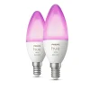 Philips Hue B39 E14 lyspære 4W 2200-6500K pluss farge - 2 pakning