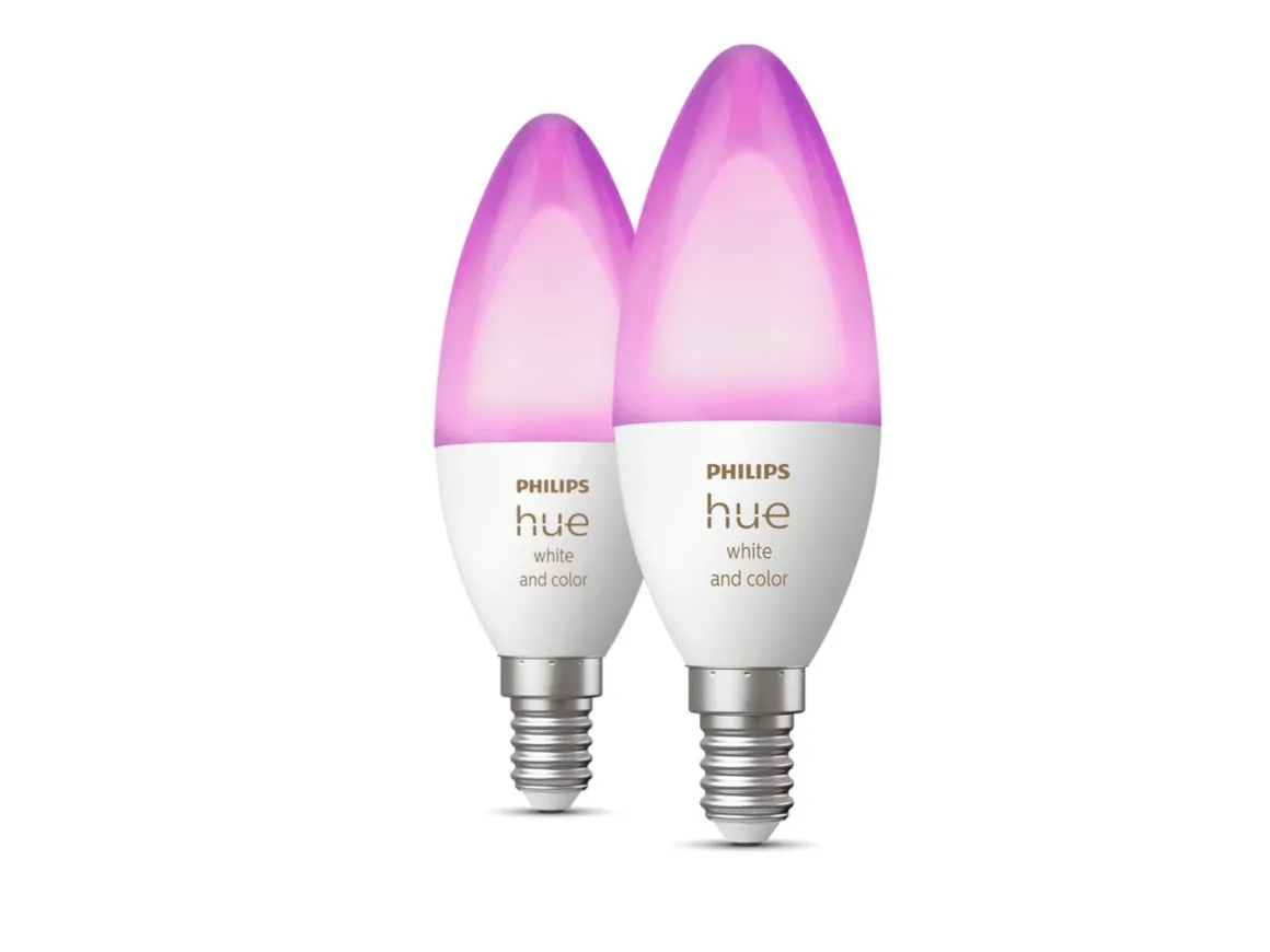 Philips Hue B39 E14 lyspære 4W 2200-6500K pluss farge - 2 pakning