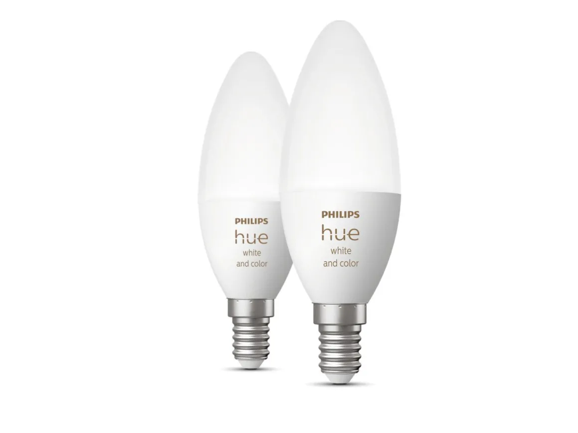 Philips Hue B39 E14 lyspære 4W 2200-6500K pluss farge - 2 pakning