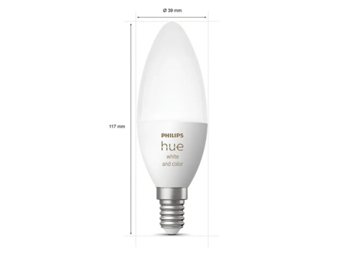 Philips Hue B39 E14 lyspære 4W 2200-6500K pluss farge
