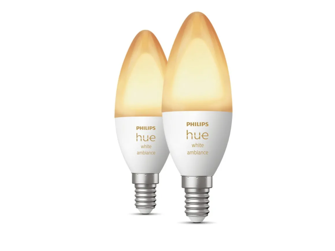 Philips Hue B39 E14 lyspære 5,2W 2200-6500K White Ambiance - 2 pakning
