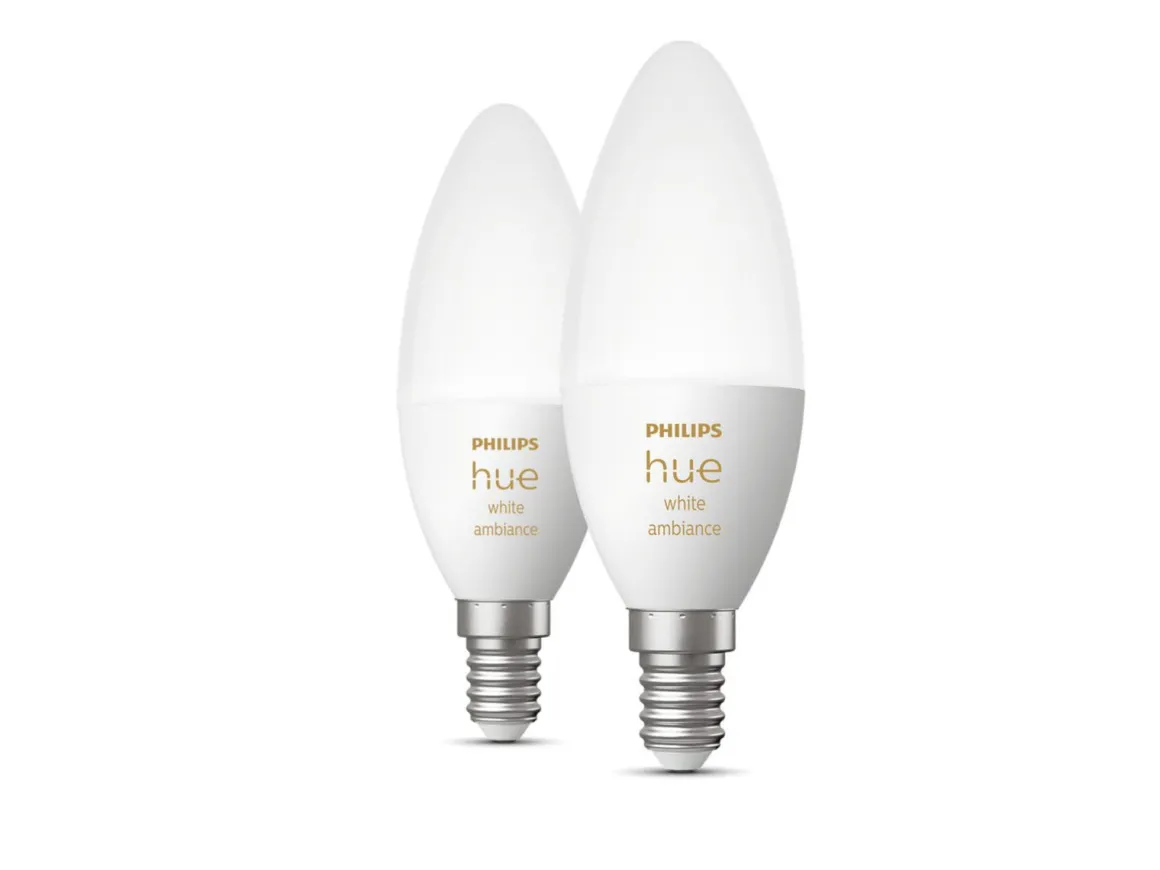 Philips Hue B39 E14 lyspære 5,2W 2200-6500K White Ambiance - 2 pakning