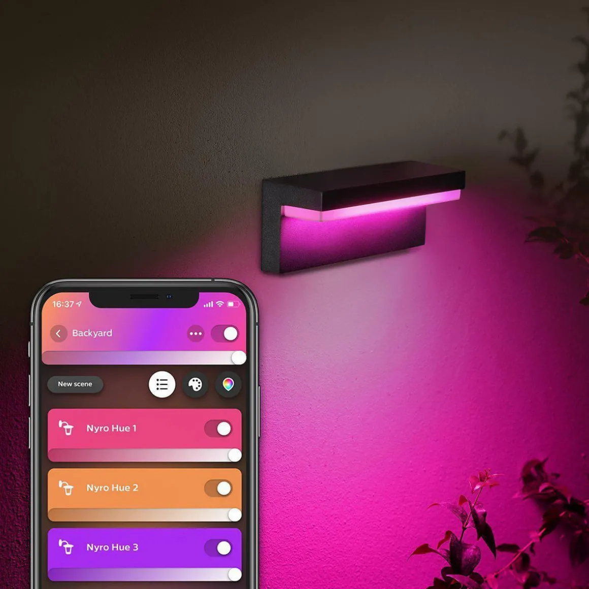 Philips Hue Nyro vegglampe utendørs white and color ambiance - Svart