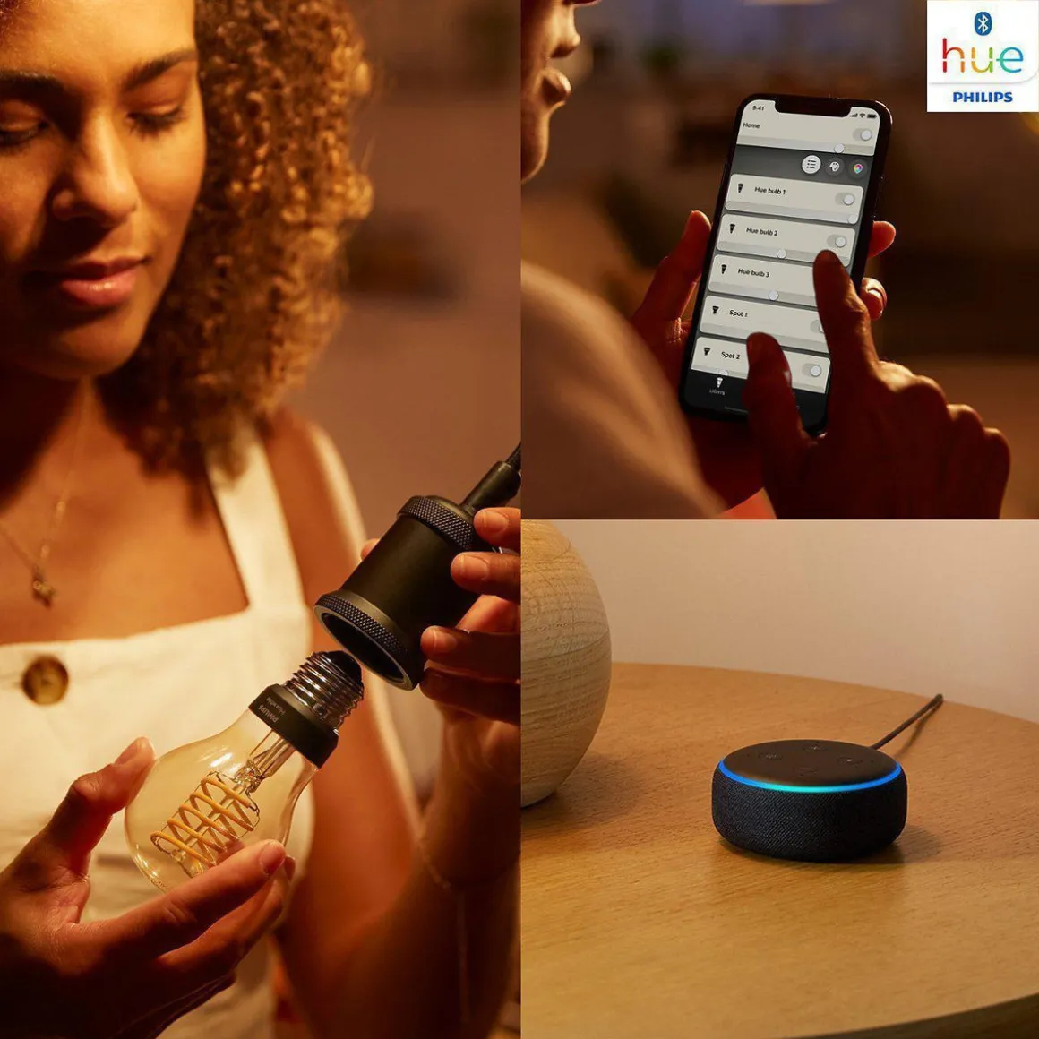 Philips Hue White LED E27 Globe Filament 7,2W, 2100 K, dimbar, bluetooth