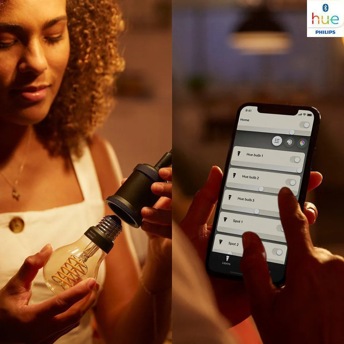 Philips Hue White LED E27 Globe Filament 7,2W, 2100 K, dimbar, bluetooth