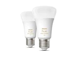 Philips Hue white LED 8W E27 A60 2200-6500 Kelvin - 60 mm - 2 pakning