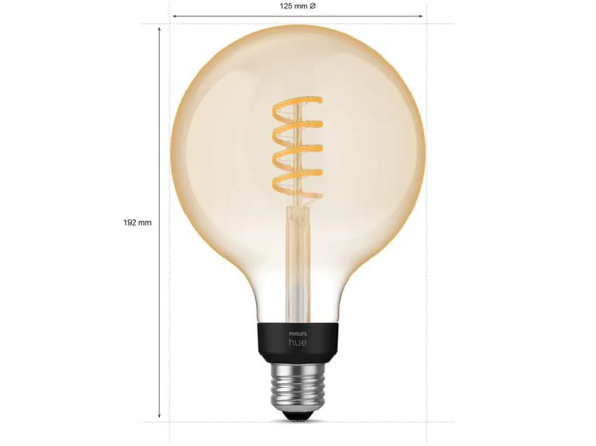 Philips Hue white LED 7W E27 G125 2200-4500 Kelvin - 125 mm
