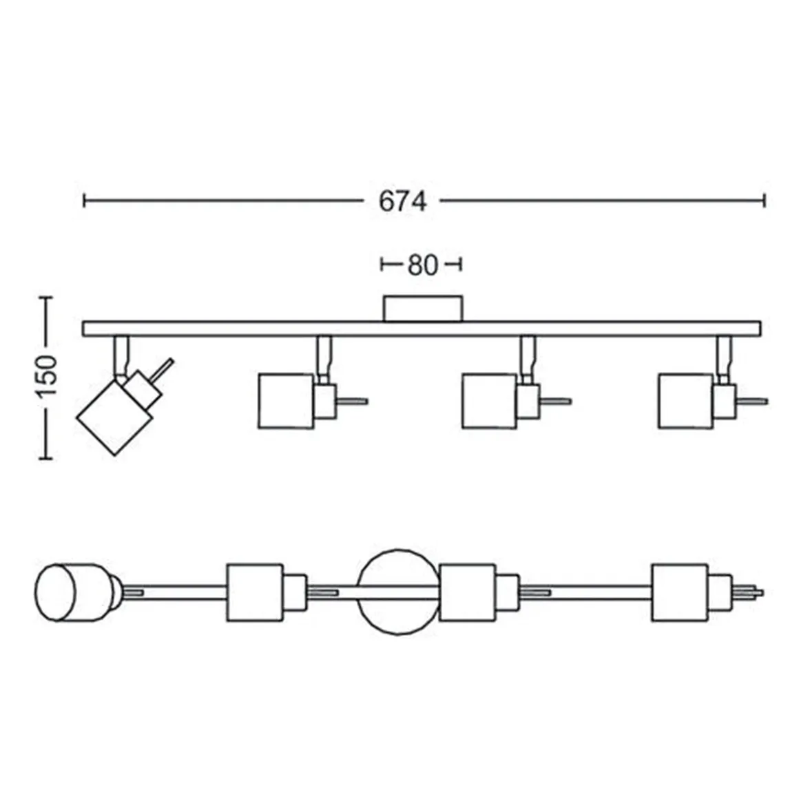 Philips Meranti skinne med 4 spot GU10