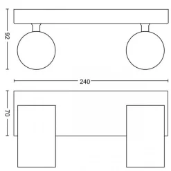 Philips myLiving Kosipo dobbel takspot, matt Svart
