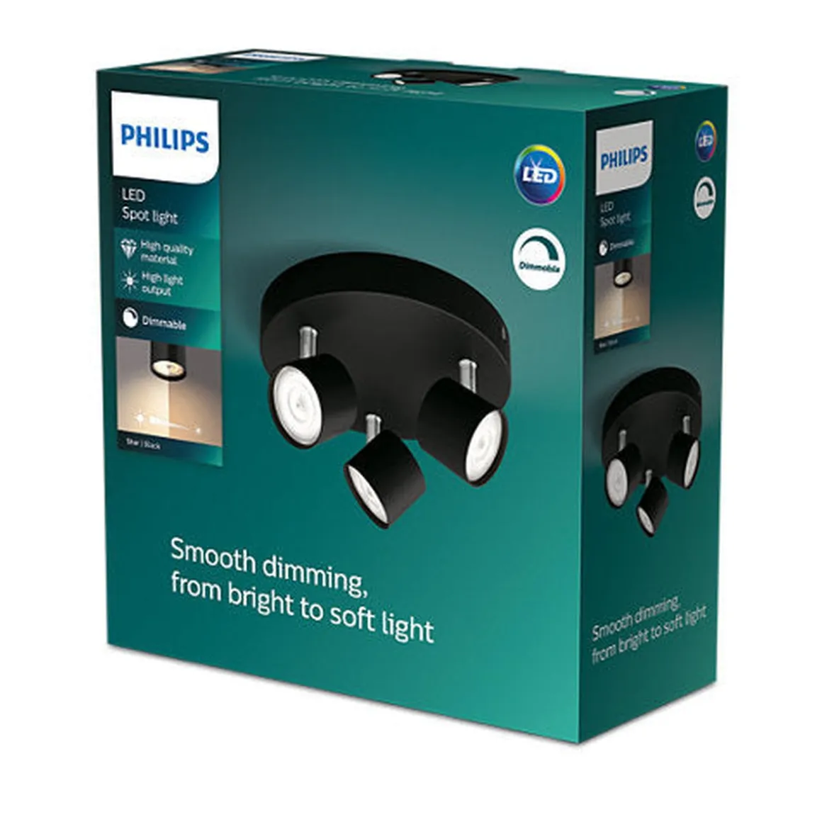 Philips myLiving star rund taklampe 3x4,5W 2700 Kelvin dimbar - Svart