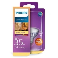Philips 5W (35W) WarmGlow, GU5,3, dimbar
