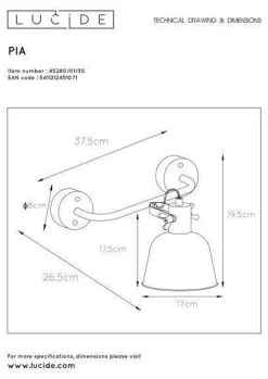 Pia vegglampe - Svart
