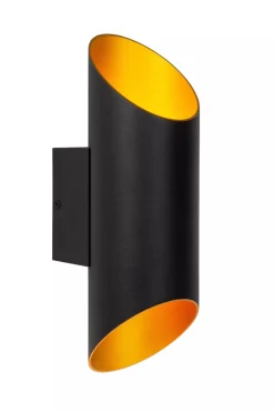 Quirijn vegglampe opp/ned innendørs - Svart/Matt gullfarget