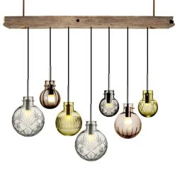 Rav Krystallkuler 7 stk med baldakin i eik