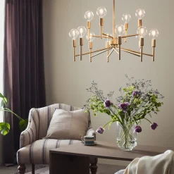 Regent takpendel 12 lys - Gullfarget - Gull