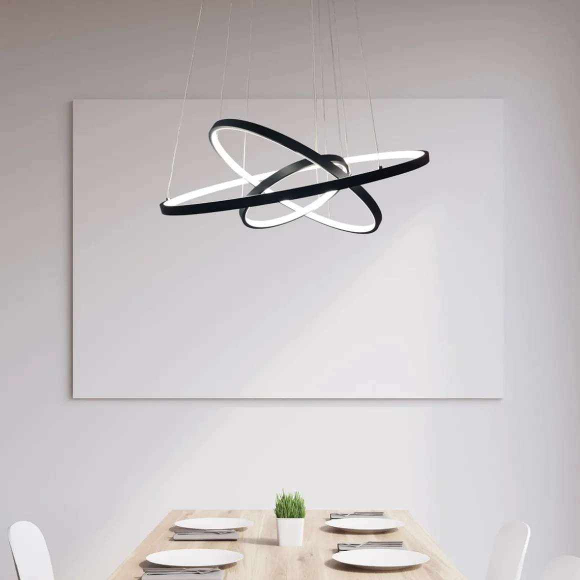 Ringo 50/70/90cm takpendel 65W LED dimbar 2700K - Svart