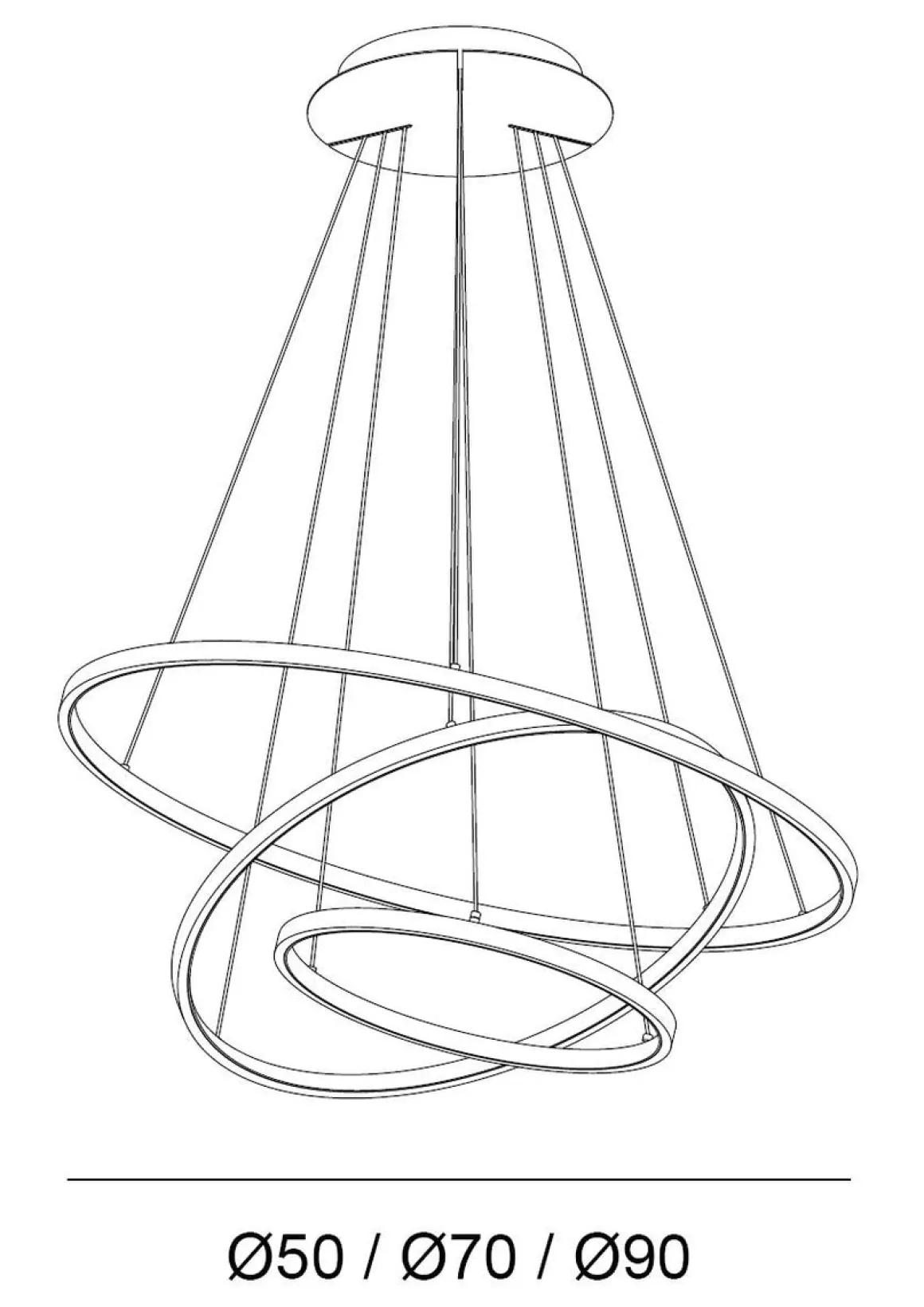 Ringo 50/70/90cm takpendel 65W LED dimbar 2700K - Svart