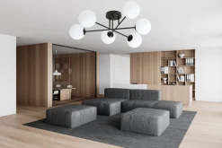 Roma taklampe 6-lys - Svart/Opal