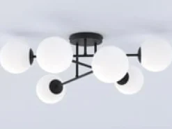 Roma taklampe 6-lys - Svart/Opal