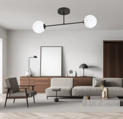 Roma taklampe 2-lys - Svart/Opal