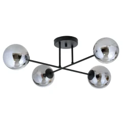 Roma taklampe 4-lys - Svart/Røykfarget