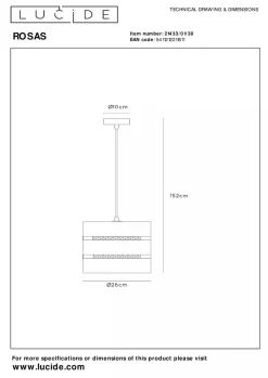 Rosas takpendel 26 cm