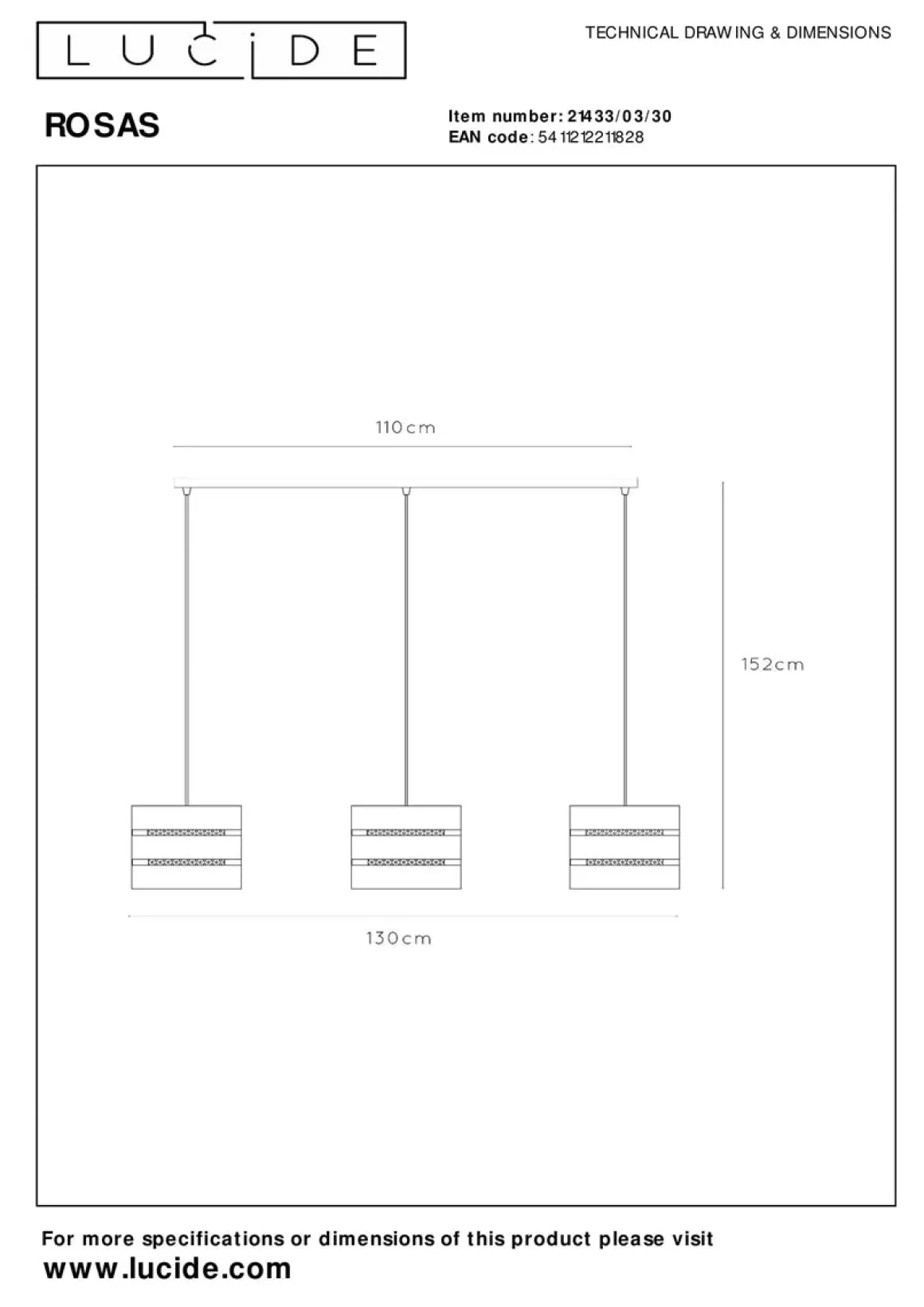 Rosas takpendel 3-lys
