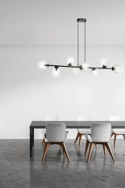 Rossi takpendel 8 lys - Svart/Klartglass