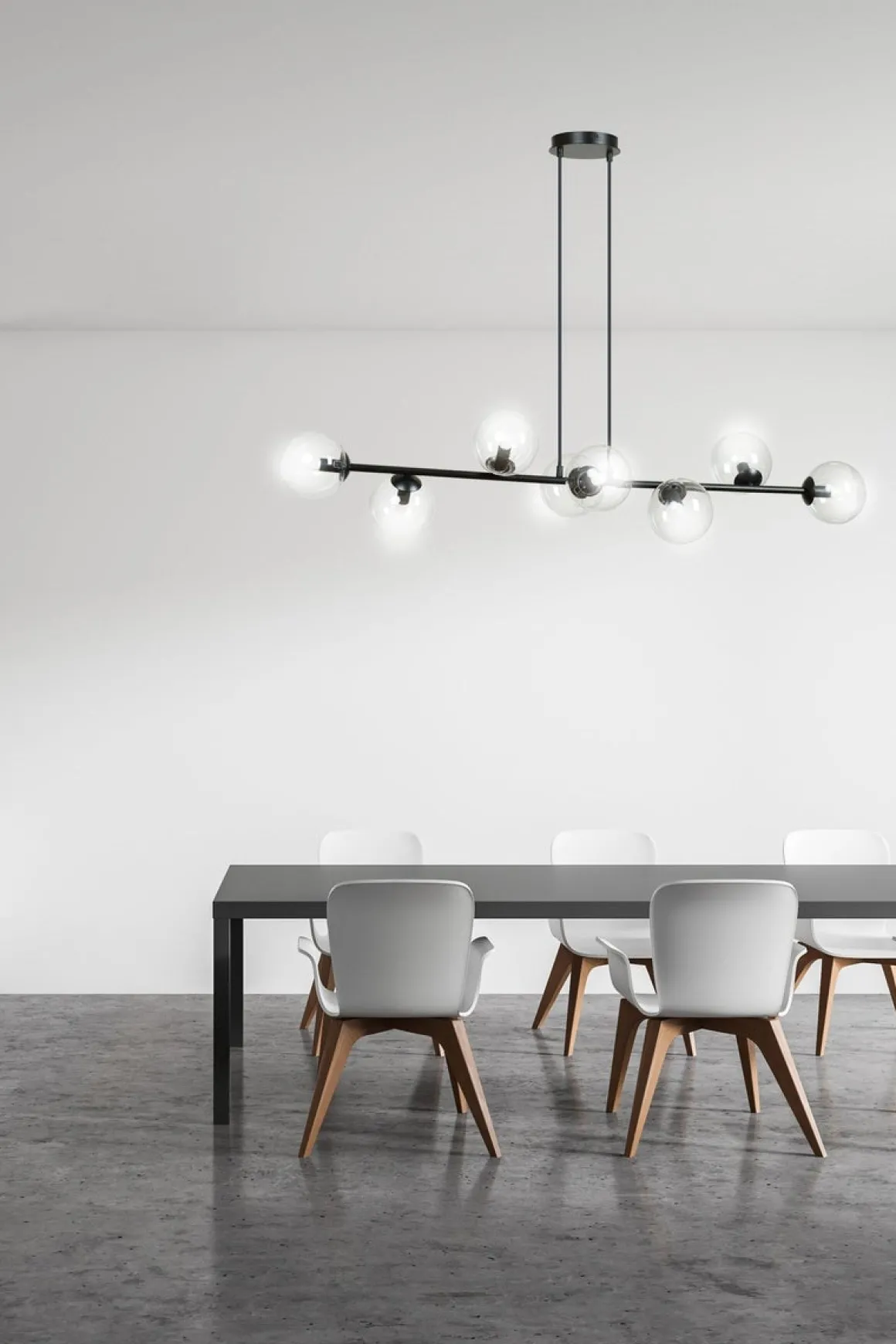 Rossi takpendel 8 lys - Svart/Klartglass