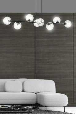 Rossi takpendel 8 lys - Svart/Klartglass