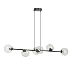 Rossi takpendel 6 lys - Svart/Klart glass