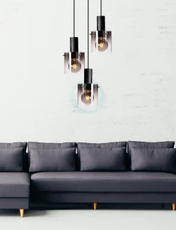 Roxy rondell 3 lys takpendel - Røykfarget glass