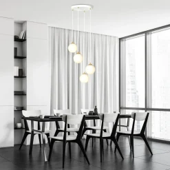 Royal takpendel 4-lys - Hvit/Opal/Gullfarget