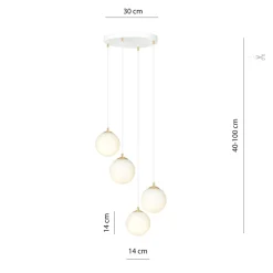 Royal takpendel 4-lys - Hvit/Opal/Gullfarget