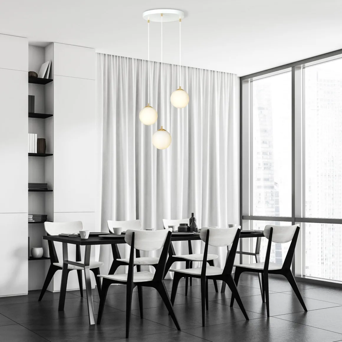 Royal takpendel 3-lys - Hvit/Opal/Gullfarget