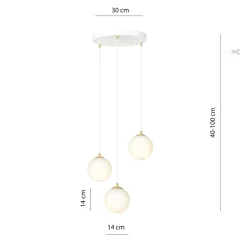 Royal takpendel 3-lys - Hvit/Opal/Gullfarget