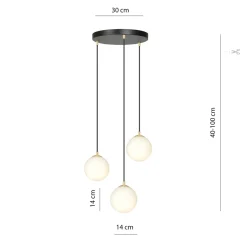 Royal takpendel 3-lys - Svart/Opal/Gullfarget