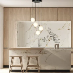 Royal takpendel 4-lys - Svart/Opal/Gullfarget