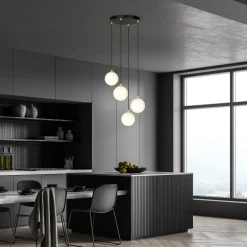 Royal takpendel 4-lys - Svart/Opal/Gullfarget