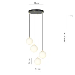 Royal takpendel 4-lys - Svart/Opal/Gullfarget