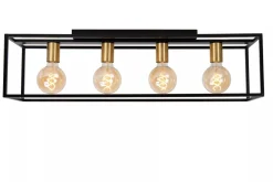 Ruben taklampe 90 cm 4-lys - Svart/Gullfarget