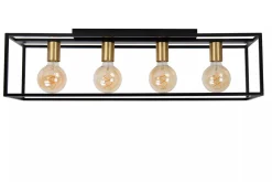 Ruben taklampe 90 cm 4-lys - Svart/Gullfarget