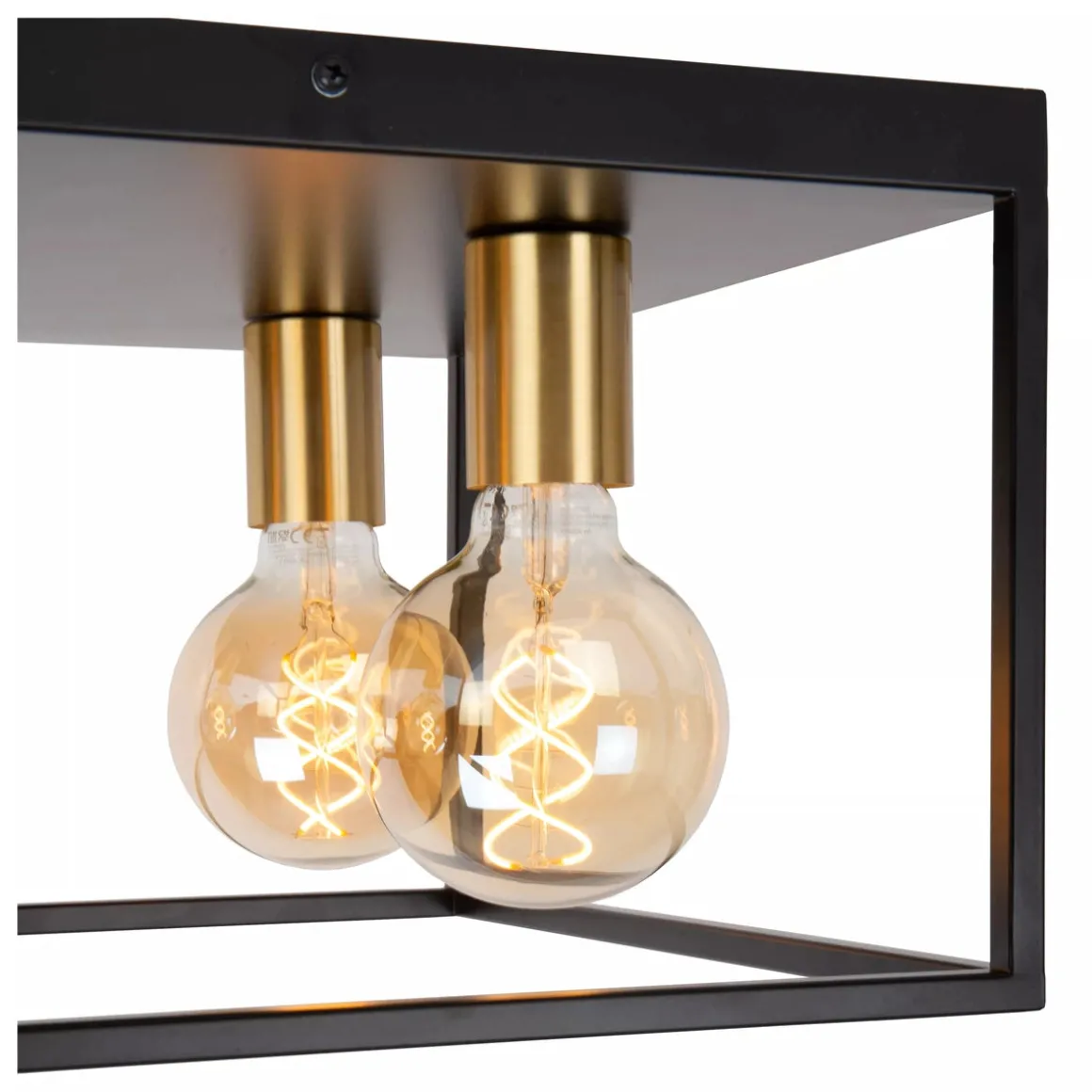 Ruben taklampe 36x36 cm 4-lys - Svart/Gullfarget